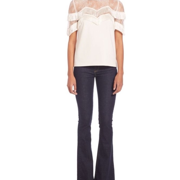 THE KOOPLES | Lace and Fringe Silk Top | MEDIUM - Picture 2 of 9